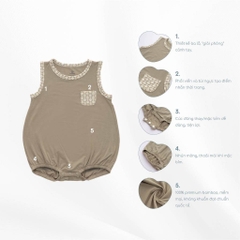 (1M-12M) Bộ đồ liền thân sát nách cổ tròn Túi ốp Bambus Iconic 2 - Bambus BBB2404A1 | Quần áo chính hãng BuBaby
