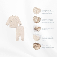 BuBaby Bộ dài tay cài chéo cho bé sơ sinh vải sợi tre mểm mại - Bambus BBB110803 | Bu Baby Chính Hãng