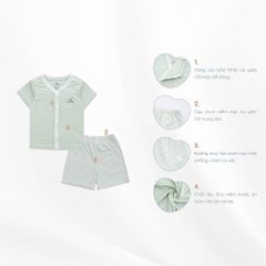 BuBaby Bộ ngắn tay cài giữa xuân hè cho bé sơ sinh từ 1 đến  12 tháng - BU Siro BSR130202  | Bu Baby Chính Hãng