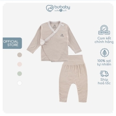 BuBaby Bộ dài tay cài chéo cho bé sơ sinh chất vải thoải mái, co giãn  - Siro BSR110802 | Bu Baby Chính Hãng