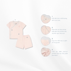 BuBaby (0-9M) Bộ ngắn tay cài chéo Iconic sợi tre co giãn thoải mái - Bu Baby sơ sinh - Quần áo Bu Baby BBB1308NS