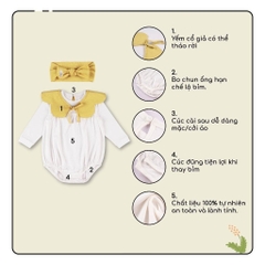 BuBaby Set Body kèm yếm cổ hoa bé gái Mimo cho bé sơ sinh từ 0 đến 12 tháng - GMC503100 | Bu Baby Chính Hãng