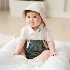 BuBaby Set Quần yếm kèm áo ngắn tay và mũ bé trai Mimo cho bé từ 6 đến 24 tháng- GMC603201 | Bu Baby Chính Hãng