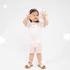 BuBaby Bộ quần áo ngắn tay cổ trụ Twinkle - Bambus BBB130300 | Bu Baby Chính Hãng
