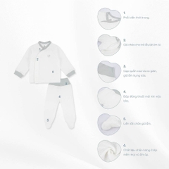 BuBaby Bộ quần áo dài tay cài chéo liền tất chân chần bông - BU Quilted BBS110800 | Quần áo Bu Baby chính hãng