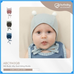 BU Baby (0-12M) Mũ Buộc dây Quả bông ABC1943QB Muda cho bé trai, bé gái  sơ sinh - Bamco  - Mũ bu baby - Mũ Bu sơ sinh