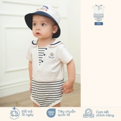 BU Baby (0M-12M) Body chip ngắn tay cổ thủy thủ Bubaby Cotton PCT235300 | Body Sơ sinh Chính hãng