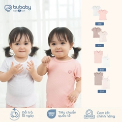 BU Baby (6M-5Y) Set 2 áo ngắn tay cổ tròn , áo 2 dây bé gái thoáng mát thời trang mùa hè | Chính hãng