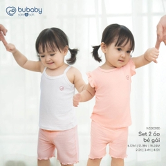 BU Baby (6M-5Y) Set 2 áo ngắn tay cổ tròn , áo 2 dây bé gái thoáng mát thời trang mùa hè | Chính hãng
