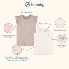 BU Baby (6M-5Y) Set 2 áo ngắn tay cổ tròn , áo 2 dây bé gái thoáng mát thời trang mùa hè | Chính hãng