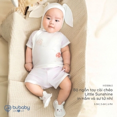 BU Baby (0M-9M) Bộ ngắn tay cài chéo thời trang hè Little Sunshine in nấm và sư tử nhí cho bé IVS130