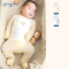 BU Baby (0M-9M) Bộ dài tay cài chéo Bao tay chân Lật Mềm mát thời trang hè Little Sunshine IVS110