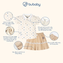 (12M-5Y) Bộ ngắn tay cổ Polo kèm chân váy cao cấp mềm mát thời trang hè cho bé Bubaby Ponie PPN1303