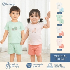 (6M-5Y) Bộ quần áo ngắn tay cổ tròn thoáng mát mềm mịn mặc hè bé trai bé gái Bubaby Viscose IVS1304
