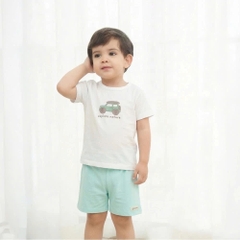 (6M-5Y) Bộ quần áo ngắn tay cổ tròn thoáng mát mềm mịn mặc hè bé trai bé gái Bubaby Viscose IVS1304
