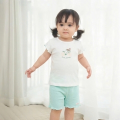 (6M-5Y) Bộ quần áo ngắn tay cổ tròn thoáng mát mềm mịn mặc hè bé trai bé gái Bubaby Viscose IVS1304