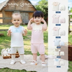 (0-12M) Bộ quần áo ngắn tay cài lệchbé trai bé gái mềm mát vải co giãn - KVS130| BU Baby chính hãng