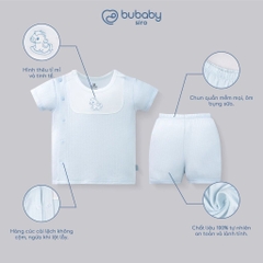 (0-12M) Bộ quần áo ngắn tay cài lệchbé trai bé gái mềm mát vải co giãn - KVS130| BU Baby chính hãng