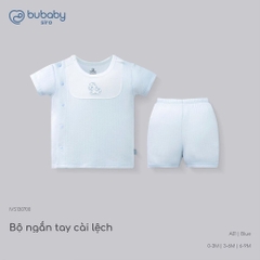 (0-12M) Bộ quần áo ngắn tay cài lệchbé trai bé gái mềm mát vải co giãn - KVS130| BU Baby chính hãng