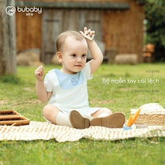 (0-12M) Bộ quần áo ngắn tay cài lệchbé trai bé gái mềm mát vải co giãn - KVS130| BU Baby chính hãng