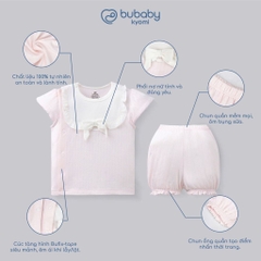 (0-12M) Bộ quần áo ngắn tay cài lệchbé trai bé gái mềm mát vải co giãn - KVS130| BU Baby chính hãng