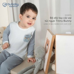 (6M-5Y) Bộ dài tay cài vai Túi ngực Bunny cho bé trai bé gái | Quần áo Bubaby chính hãng SVS1101TN