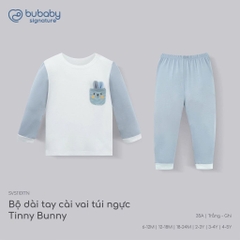 (6M-5Y) Bộ dài tay cài vai Túi ngực Bunny cho bé trai bé gái | Quần áo Bubaby chính hãng SVS1101TN
