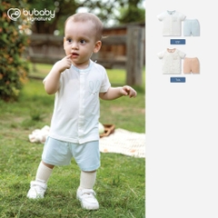 (0M-12M) Bộ ngắn tay cài thẳng in Thỏ Bunny | Quần áo sơ sinh cao cấp mềm mại | SBB130238