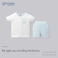 (0M-12M) Bộ ngắn tay cài thẳng in Thỏ Bunny | Quần áo sơ sinh cao cấp mềm mại | SBB130238