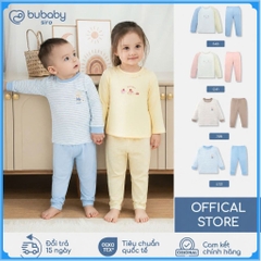 (6M-5Y) Bộ dài tay cổ tròn BUBABY Vải  Mềm mát Signature Cao Cấp Cho Bé