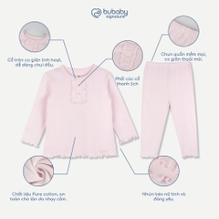 BU Baby (6M-3Y) Bộ dài tay cổ trụ Thu êm BU Siro Jacquard BU Baby SCT110301| Quần áo chính hãng