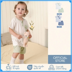 (6M-5Y) Bộ ngắn tay cổ trụ BU Bamboo Cotton BBC130304 | Quần áo Bubaby chính hãng