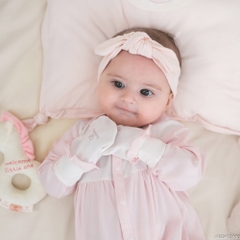 BU Baby Set phụ kiện Yếm cài lệch viền bèo, Băng đô, bao tay chân bé gái Bamboo ABB0 | Phụ kiện chính hãng