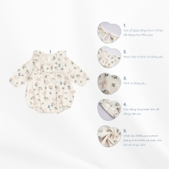 (1M-12M) Bộ đồ liền thân dài tay cài sau cổ bèo Mimo - BCT211002 | Quần áo BU Baby chính hãng