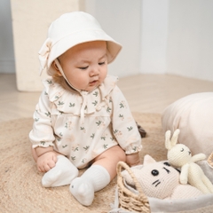 (1M-12M) Bộ đồ liền thân dài tay cài sau cổ bèo Mimo - BCT211002 | Quần áo BU Baby chính hãng