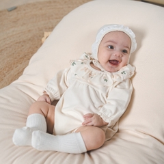 (1M-12M) Bộ đồ liền thân dài tay cài sau cổ bèo Mimo - BCT211002 | Quần áo BU Baby chính hãng