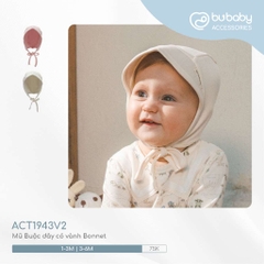 Mũ buộc dây Bonnet Mimo sơ sinh dành cho bé trai, bé gái dễ thương - BU ABC194301 | Phụ kiện BuBaby chính hãng
