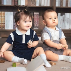(6M-5Y) Bộ quần áo ngắn tay cổ Polo cho bé chất liệu sợi tre và bông hữu cơ - Quần áo Bu baby Ponie BPN130308