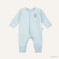 (NB-3M) Body dài tay cài giữa Bao tay chân lật Bambus - BBB210208 BBB210211 | Quần áo BU Baby chính hãng