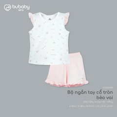 (6M-5Y) Bộ quần áo ngắn tay cổ tròn thoáng mát mềm mịn mặc hè bé trai bé gái Bubaby Viscose IVS1304