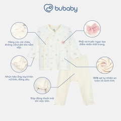 (NB-6M) Bộ sơ sinh dài tay cài chéo cho bé gái mềm mại kháng khuẩn Bubaby Viscose SVS1108BG