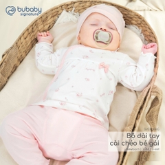 (NB-6M) Bộ sơ sinh dài tay cài chéo cho bé gái mềm mại kháng khuẩn Bubaby Viscose SVS1108BG