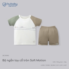(6M-5Y) Bộ quần áo ngắn tay cổ tròn thoáng mát mềm mịn mặc hè bé trai bé gái Bubaby Viscose IVS1304