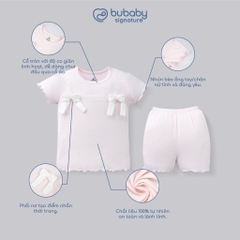 (6M-5Y) Bộ quần áo ngắn tay cổ tròn thoáng mát mềm mịn mặc hè bé trai bé gái Bubaby Viscose IVS1304