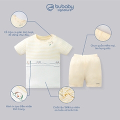 (6M-5Y) Bộ ngắn tay cài vai Bubaby Bamco Cho Bé trai Bé gái - BBC130112 BBC130109 | Quần áo BU Baby chính hãng