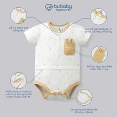 (1M-12M) Body chip ngắn tay raglan cổ trụ Bubaby Bambus - BBB230301 | Quần áo BU Baby chính hãng