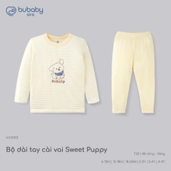 (6M-5Y) Bộ dài tay cổ tròn BUBABY Vải  Mềm mát Signature Cao Cấp Cho Bé