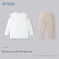 (6M-5Y) Bộ dài tay cổ tròn BUBABY Vải  Mềm mát Signature Cao Cấp Cho Bé