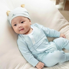 (NB-3M) Body dài tay cài chéo bao tay chân lật Bambus - BBB210803 BBB210805 | Quần áo chính hãng BU Baby
