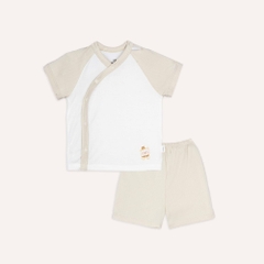 (1M-9M) Bộ ngắn tay cài chéo bé trai bé gái Bubaby Siro BSR130807 BSR130808 | Quần áo BU Baby chính hãng